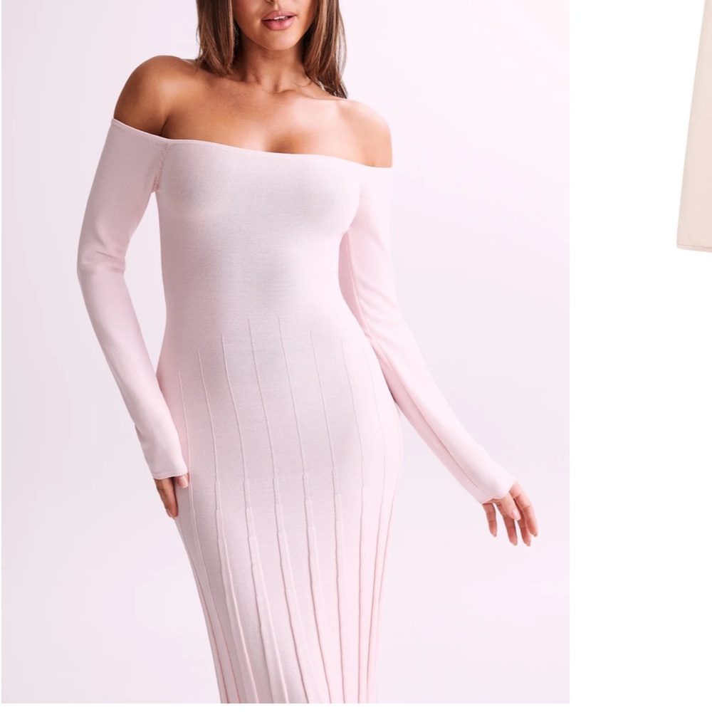 EMMELINE
Long Sleeve Rib Knit Midi Dress - Fairy Floss Pink